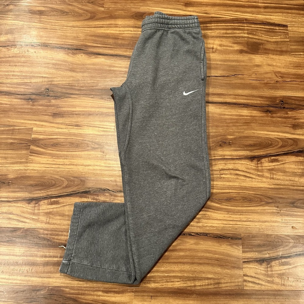 Nike Sweatpants Mens Medium Gray Fleece Elastic Waist Zip Pocket Swoosh Logo